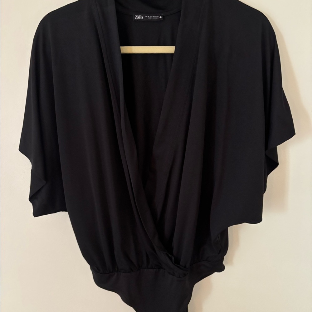 Zara Black Drape bodysuit